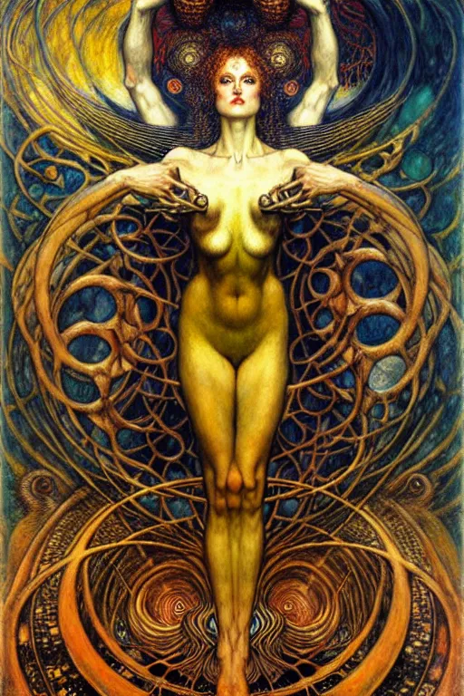 Image similar to Divine Chaos Engine by Karol Bak, Jean Delville, William Blake, Gustav Klimt, and Vincent Van Gogh, symbolist, visionary