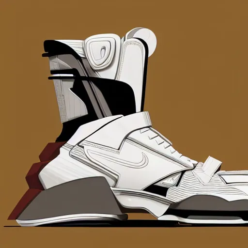 Image similar to retro futuristic Nike Air Mag sneakers by syd mead