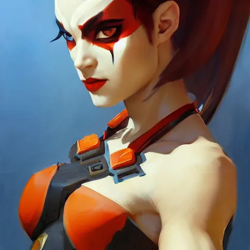 Prompt: greg manchess portrait painting of a female kratos as overwatch character, medium shot, asymmetrical, profile picture, organic painting, sunny day, matte painting, bold shapes, hard edges, street art, trending on artstation, by huang guangjian and gil elvgren and sachin teng