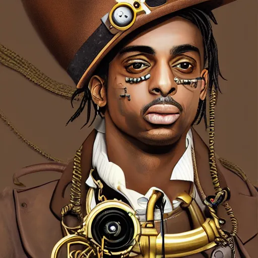 Image similar to playboi carti in steampunk style digital art 4 k the detailed super realistic