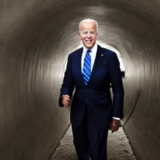 Image similar to Professional portrait of Joe Biden wearing T-45d power armor in a underground futuristic bunker, 8k, cinematic, dslr,