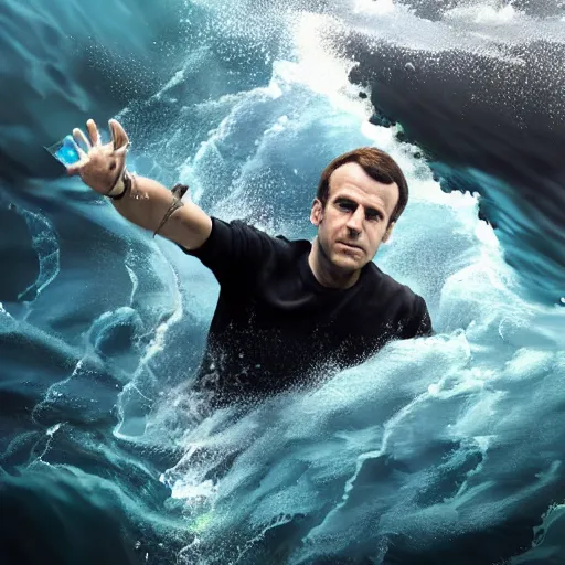 Prompt: photography, emmanuel macron drowning in black sea, ultra realistic, concept art, intricate details, highly detailed, photorealistic