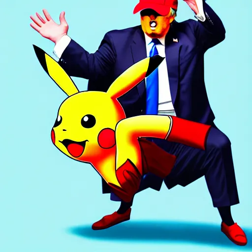 Prompt: Trump training pikachu, artstation