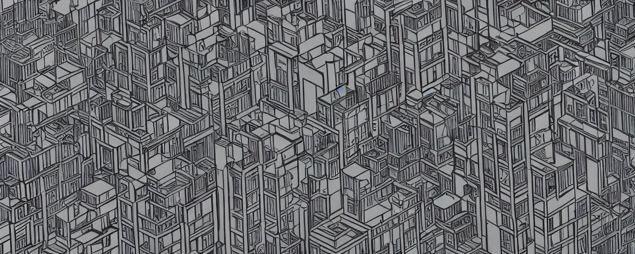Prompt: cityscape in the style of MC Escher and impressionist 4k