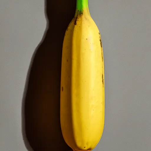 Prompt: a bottle shaped like a banana, photo studio