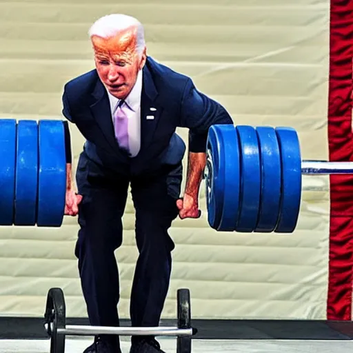 Image similar to muscular Biden Deadlifting