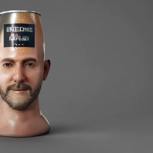 Image similar to man crush beer can on his head, octane render, nvidia raytracing demo