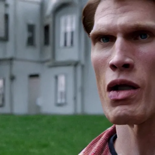 Image similar to Live Action Still of Jerma in Rudy (film), real life, hyperrealistic, ultra realistic, realistic, highly detailed, epic, HD quality, 8k resolution, body and headshot, film still