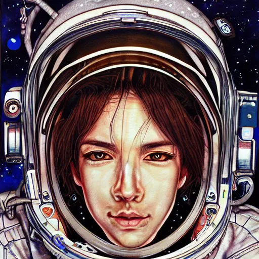 Image similar to Portrait of Astronaut, artwork by Ayami Kojima, deviantart contest winner,