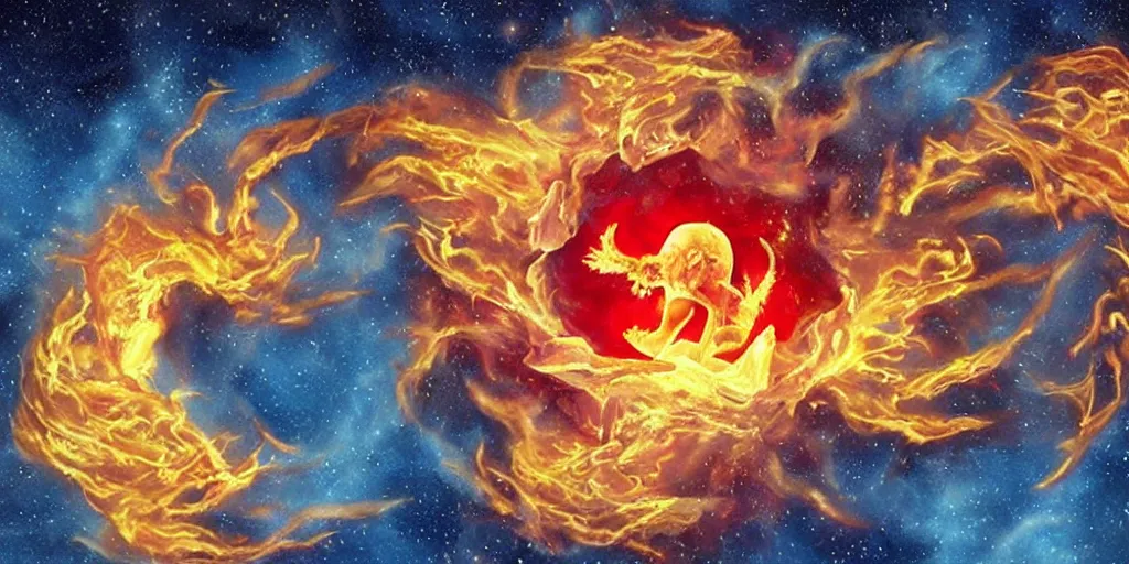 Image similar to cancer star sign being born from fire and ice