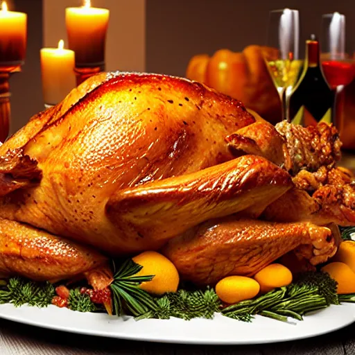 Image similar to big thanksgiving meal ultrarealism