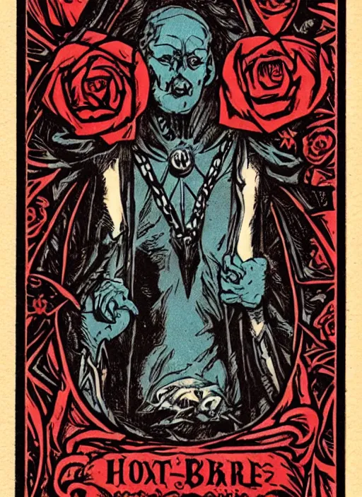 Image similar to tarot card :: horror :: vintage :: blood and roses :: by Yurtsev and Darkchylde