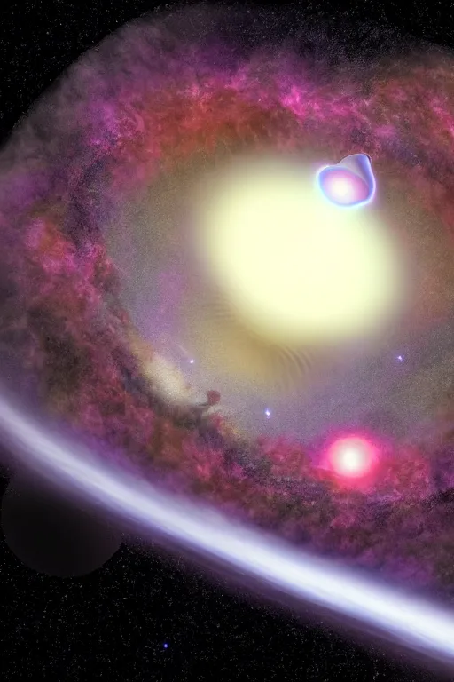 Image similar to black hole engulfing the milky way as seen by the James Webb Space Telescope