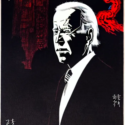 Image similar to Joe Biden looking sinister, by Tsutomu Nihei, highly detailed