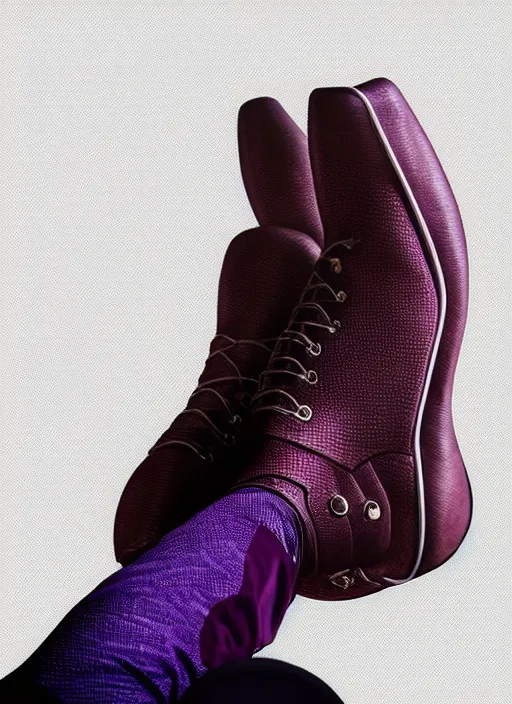 Image similar to hyperrealistic and heavy detailed product photo off white avant garde boot of thanos ( marvel comics ), in front of white back drop, whole shoe is in picture, leica sl 2 5 0 mm, vivid color, high quality, high textured, real life