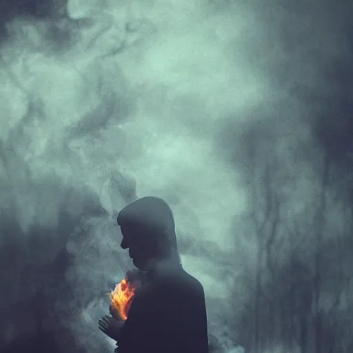 Prompt: sad prince charming, cinematic, smoke and fire, moody light, painterly style. - 4