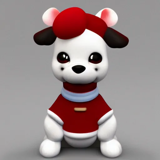 Prompt: cute puppy dog figurine in the style of enesco rudolph and friends detailed 4 k 3 d render