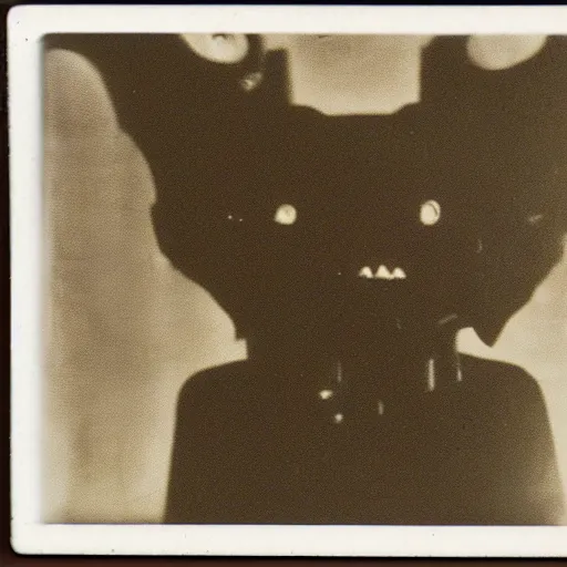 Image similar to an old polaroid of a creepy monster