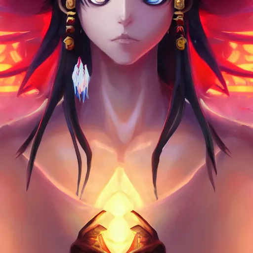 Image similar to anime portrait of a c string as a shaman yedi using dark force to eliminate trump as an anime antagonist by Stanley Artgerm Lau, WLOP, Rossdraws, James Jean, Andrei Riabovitchev, Marc Simonetti, and Sakimichan, trending on artstation