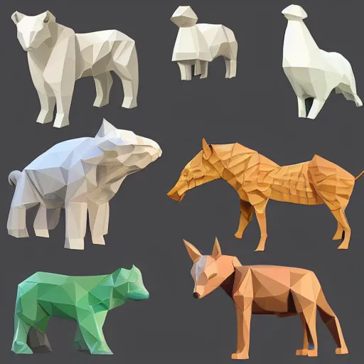 Image similar to low-poly models of various kinds of animals