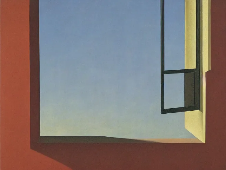 Image similar to window in the wall, painting by rene magritte, high detail, high resolution