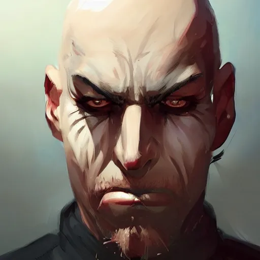 Prompt: portrait bald man with 2 black spikes driven through his eyes, official fanart behance hd artstation by jesper ejsing, by rhads, makoto shinkai and lois van baarle, ilya kuvshinov, ossdraws