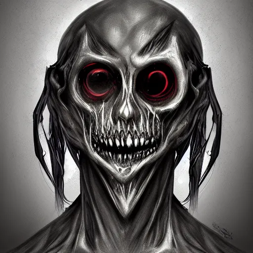 Prompt: A portrait of an undead humanoid creature, dark fantasy, digital painting