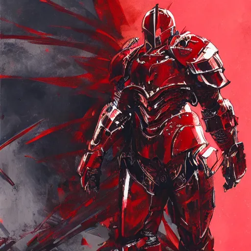 Prompt: red armored knight, majestic knight, painting by greg ruthowski, yoji shinkawa, yoshikata amano, beautiful artwork, highly detailed, 4 k, 8 k, artstation