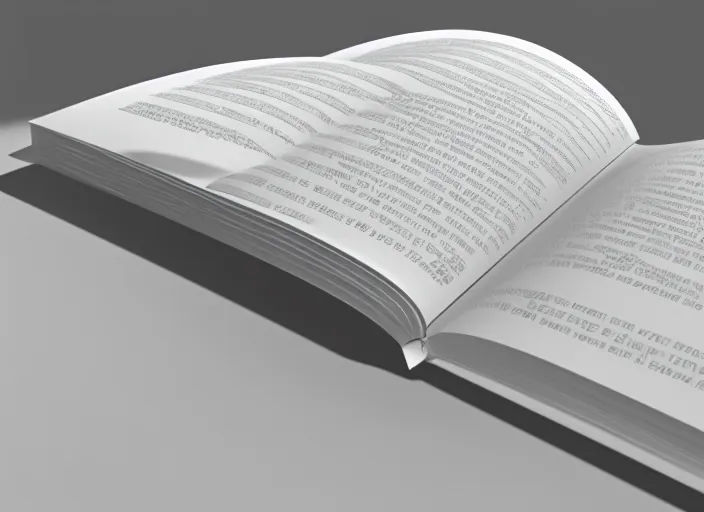 Prompt: open book with white pages 3D render