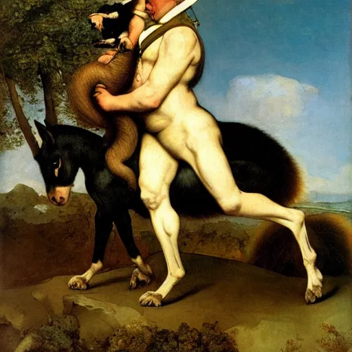 Prompt: a giant squirrel carrying napoleon bonaparte, courbet