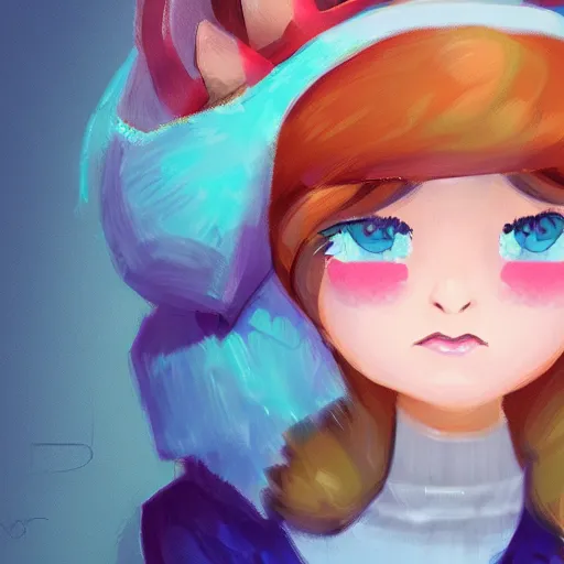 Prompt: a portrait of Madeline from Celeste, concept art, trending on artstation 3D.