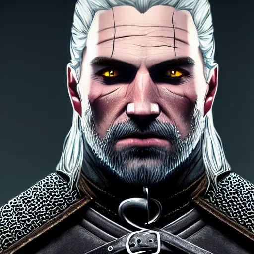 Prompt: portrait of witcher, highly detailed, digital painting, 8 k render, centered