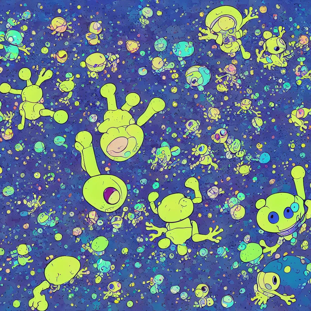 Image similar to indigo toads, frogs, ryuta ueda artwork, breakcore, jet set radio artwork, y 2 k, gloom, space, cel - shaded art style, indigo rainbow, data, minimal, takashi murakami artwork, code, cybernetic, dark, eerie, cyber