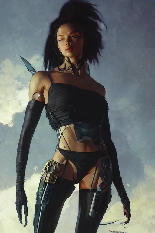 Image similar to cyberpunk Normani as aeon flux profile picture by Greg Rutkowski, dynamic pose, intricate, futuristic, fantasy, elegant, by Stanley Artgerm Lau, greg rutkowski, thomas kindkade, alphonse mucha, loish, norman Rockwell,