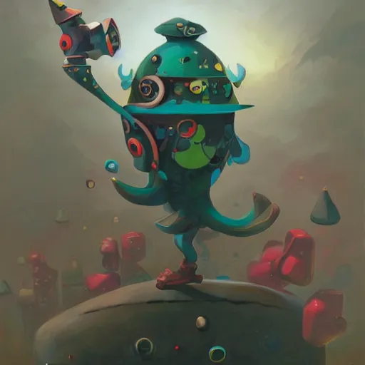 Prompt: the character from katamari damacy escapes from federal prison, painted by peter mohrbacher