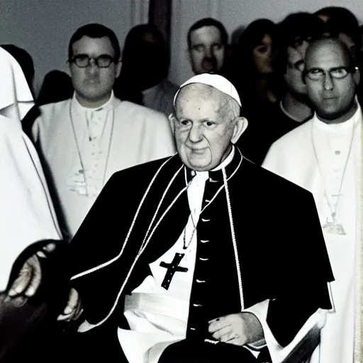 Image similar to photgraph of the pope john paul ii dressed in black at the donda listening party