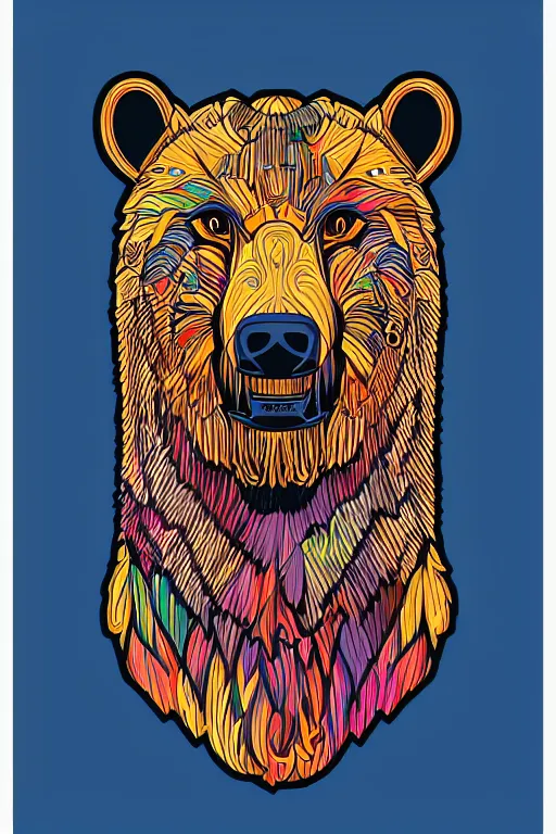 Image similar to portrait of a war bear, art by kiko rodriguez, sticker, colorful, illustration, highly detailed, simple, smooth and clean vector curves, no jagged lines, vector art, smooth