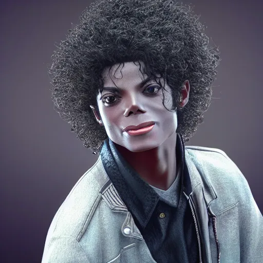 Prompt: hyperrealistic image of teenage michael jackson in thriller, stunning 3 d render, inspired by istvan sandorfi & greg rutkowski & unreal engine & xiang duan, perfect facial symmetry, dim volumetric cinematic lighting, 8 k octane comprehensive render, extremely hyper - detailed, incredibly lifelike attributes, intricate, real flesh texture, masterpiece, artstation, stunning,