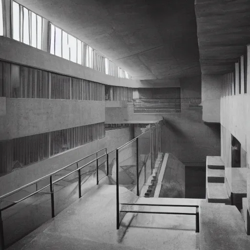 Image similar to aquarium, brutalism interior