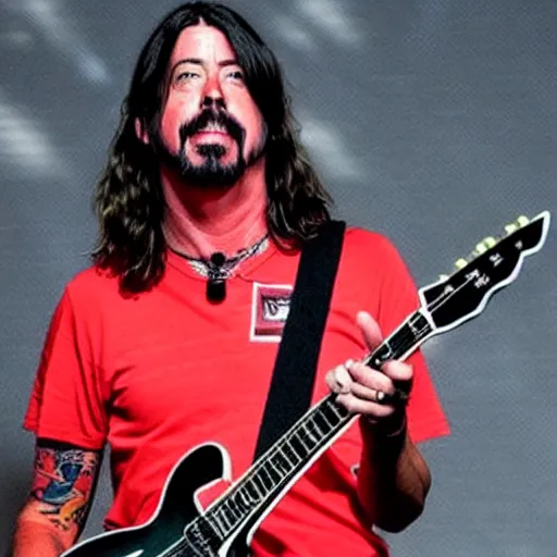 Image similar to dave grohl wearing the chinese flag as an outfit