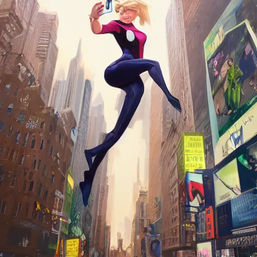 Gwen Stacy taking a selfie while swinging through New | Stable ...