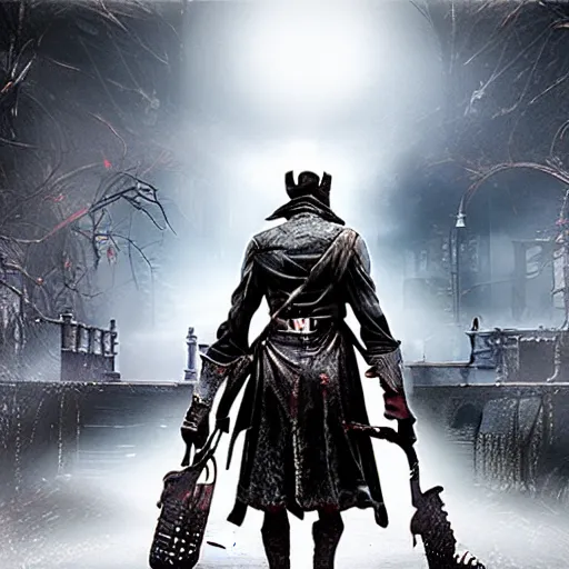 Prompt: glossy promotional image for the upcoming thriller film 'Bloodborne'