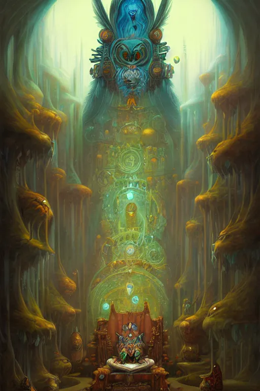 Image similar to Throne Room of the Shaman Owl King, by Peter Mohrbacher