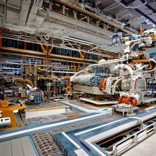 Prompt: frank lloyd wright designed robot manufacturing plant in baton rouge louisiana, telephoto, high resolution, highly detailed, intricate, beautiful, picturesque