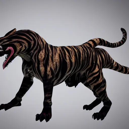 Image similar to monster dog tiger fusion cosmic horror made of angles drooping skin hyper realistic