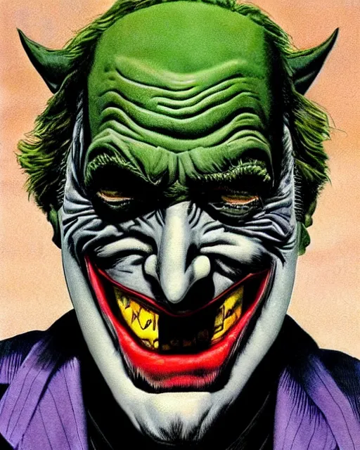 Image similar to portrait of saul goodman as the joker, batman mask, art by neil gaiman and peter elson, bernie wrightson