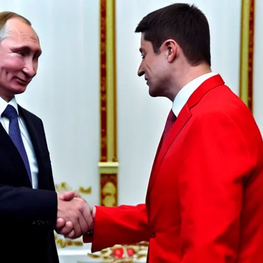 Image similar to putin shaking hand with zelensky