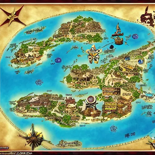 Image similar to highly detailed skypiea map form one piece anime