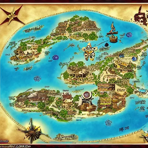 highly detailed skypiea map form one piece anime