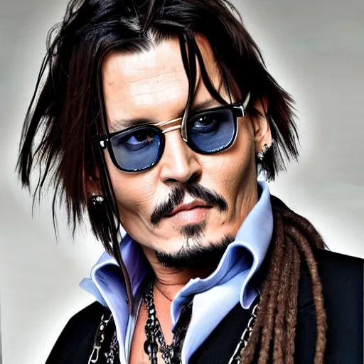 Image similar to Johnny Depp with Karen hairstyle